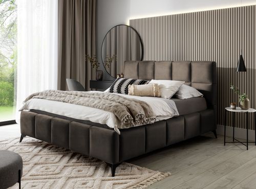 Lit Coffre Moderne 160x200 Cm Capitonné Velours Marron Mister 10 Lit coffre moderne 160x200 cm capitonné velours marron Mister - Photo n°2; ?>