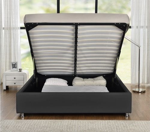 Lit coffre simili cuir gris Comett 160x200 cm - Photo n°3; ?>