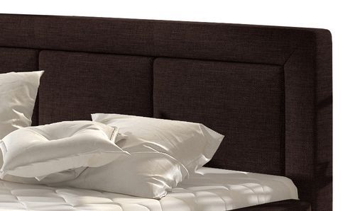 Lit coffre tissu marron grand carré capitonné Berlino - 4 tailles - Photo n°3; ?>