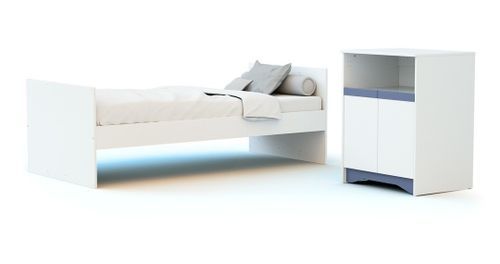 Lit combiné transformable 60x120 cm bois blanc et bleu Cotillon - Photo n°3; ?>