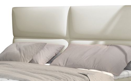 Lit continental capitonné simili cuir beige clair Weber - Photo n°3; ?>