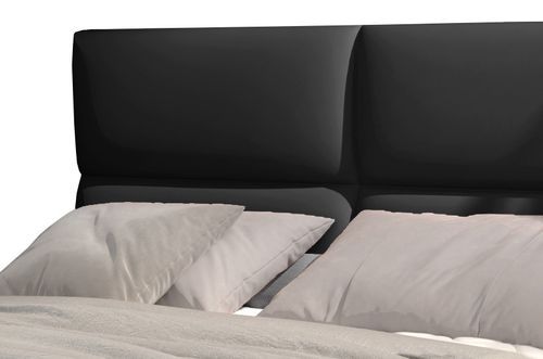 Lit continental capitonné simili cuir noir Weber - Photo n°3; ?>