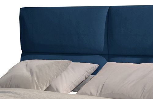 Lit continental capitonné velours bleu Weber - Photo n°3; ?>