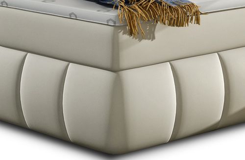 Lit continental matelassé simili cuir beige clair Florencia - Photo n°3; ?>