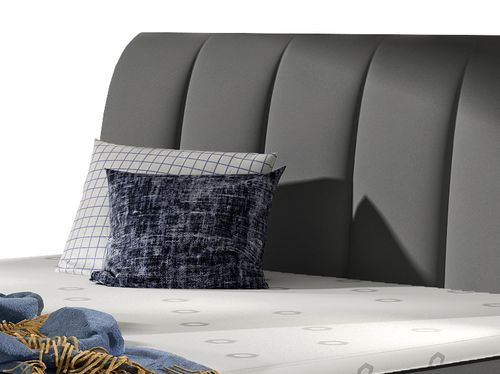 Lit continental matelassé simili cuir gris Florencia - Photo n°3; ?>