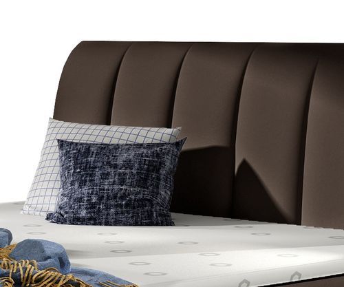 Lit continental matelassé simili cuir marron Florencia - Photo n°3; ?>