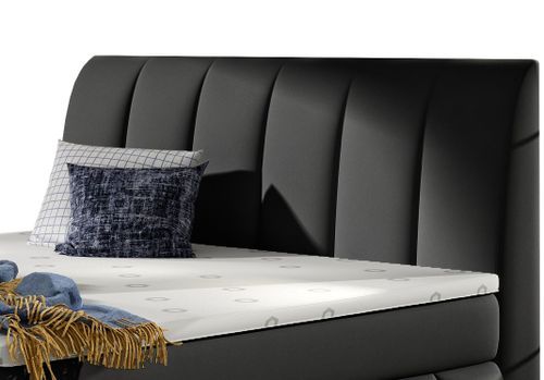 Lit Continental Matelassé Simili Cuir Noir Florencia 25 Lit continental matelassé simili cuir noir Florencia - Photo n°3; ?>