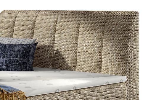 Lit continental matelassé tissu beige clair chiné Florencia - Photo n°3; ?>
