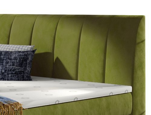 Lit continental matelassé tissu doux vert anis Florencia - Photo n°3; ?>