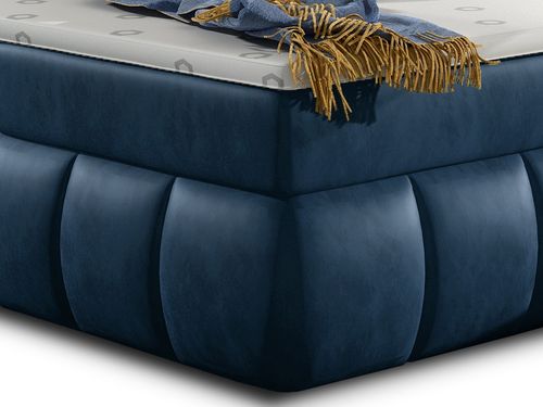 Lit continental matelassé velours bleu Florencia - Photo n°3; ?>