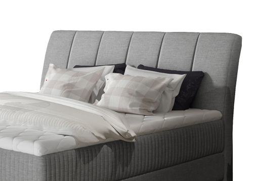 Lit continental moderne avec matelas tissu gris clair Brato - Photo n°3; ?>