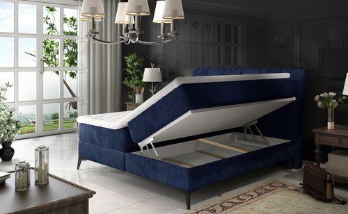 Lit continental moderne avec matelas velours gris Brato - Photo n°3; ?>