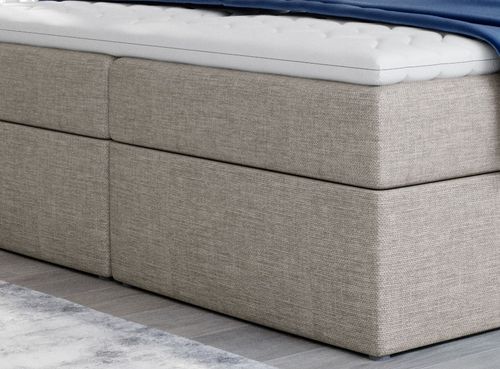 Lit continental tissu beige clair Balore - Photo n°3; ?>