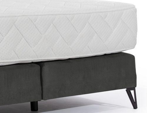Lit continental tissu gris foncé Tiempo avec matelas 30 cm en latex et pied métal noir - Photo n°3; ?>