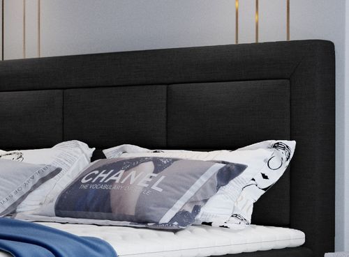 Lit continental tissu noir Balore - Photo n°2; ?>