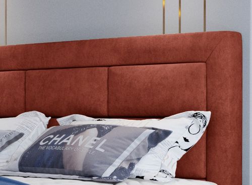 Lit continental tissu rouge brique Balore - Photo n°2; ?>