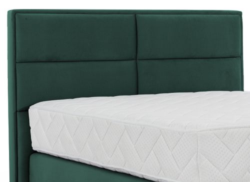 Lit continental tissu vert Tiempo avec matelas 30 cm en latex et pied métal noir - Photo n°3; ?>