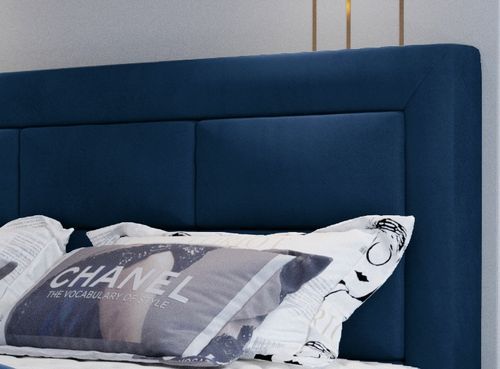 Lit Continental Velours Bleu Foncé Balore 26 Lit continental velours bleu foncé Balore - Photo n°2; ?>