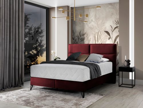 Lit Continental Velours Bordeaux Tiempo Avec Matelas 30 Cm En Latex Et Pied Metal Noir 14 Lit continental velours bordeaux Tiempo avec matelas 30 cm en latex et pied metal noir - Photo n°2; ?>