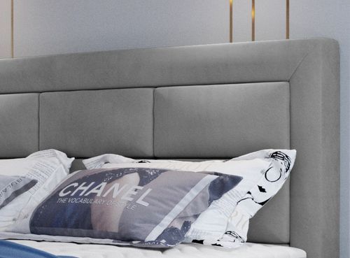 Lit continental velours gris clair Balore - Photo n°2; ?>