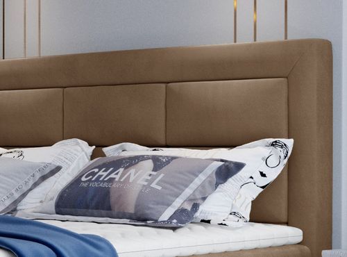 Lit continental velours marron clair Balore - Photo n°2; ?>