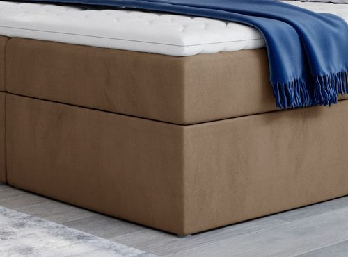 Lit continental velours marron clair Balore - Photo n°3; ?>