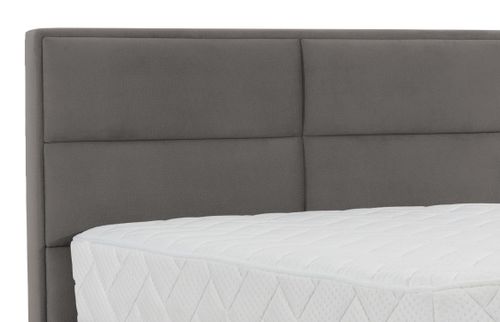 Lit continental velours marron meuse Tiempo avec matelas 30 cm en latex et pied métal noir - Photo n°3; ?>