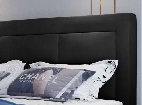 Lit Continental Velours Noir Balore 26 Lit continental velours noir Balore - Photo n°2; ?>