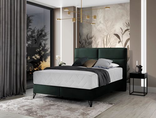 Lit Continental Velours Vert Anglais Tiempo Avec Matelas 30 Cm En Latex Et Pied Métal Noir 14 Lit continental velours vert anglais Tiempo avec matelas 30 cm en latex et pied métal noir - Photo n°2; ?>