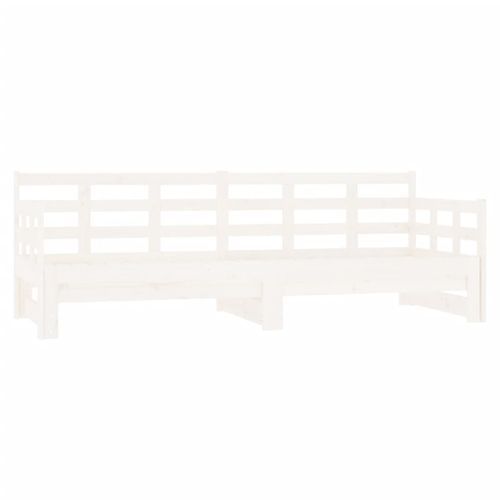 Lit coulissant blanc bois de pin massif 2x(90x200) cm - Photo n°2; ?>