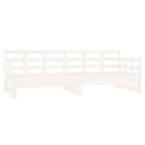 Lit coulissant Blanc Bois de pin solide 2x(80x200) cm - Photo n°2; ?>