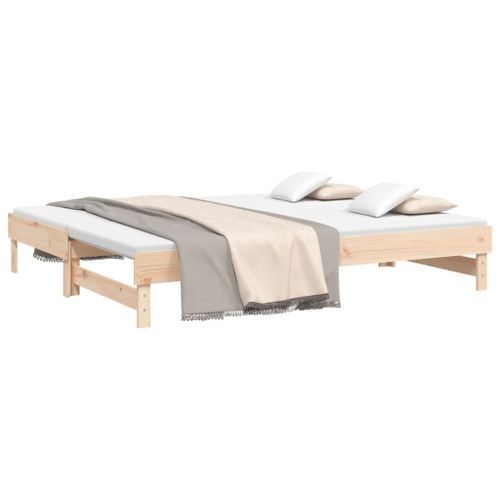 Lit coulissant sans matelas 2x(80x200) cm Bois de pin massif - Photo n°3; ?>