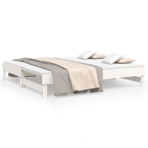 Lit coulissant sans matelas blanc 2x(75x190) cm - Photo n°2; ?>