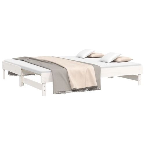 Lit coulissant sans matelas blanc 2x(75x190) cm - Photo n°3; ?>