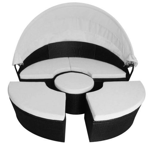 Lit de jardin avec toit et table résine tressée noire Velass - Photo n°2; ?>