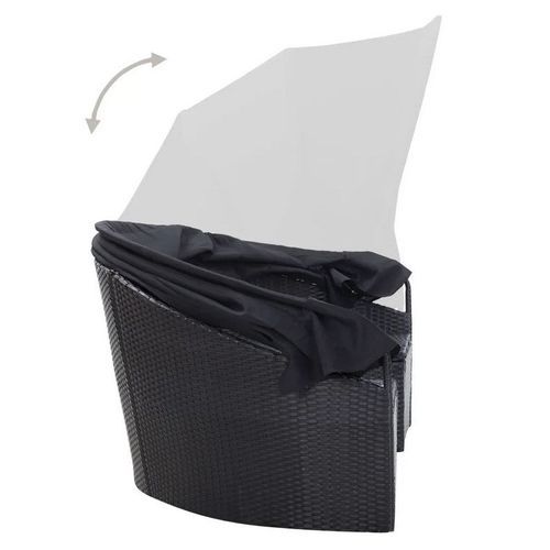 Lit de jardin modulable à auvent résine et tissu noir Velass - Photo n°3; ?>
