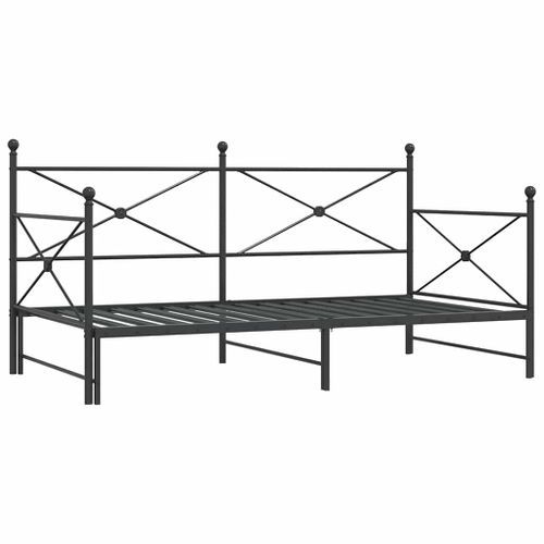 Lit de jour avec gigogne sans matelas noir 107x203 cm acier - Photo n°2; ?>