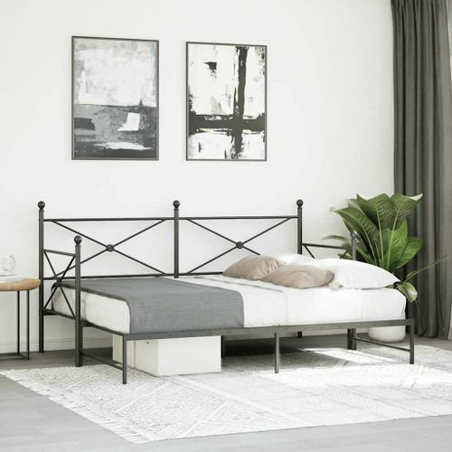 Lit de jour avec gigogne sans matelas noir 75x190 cm - Photo n°3; ?>