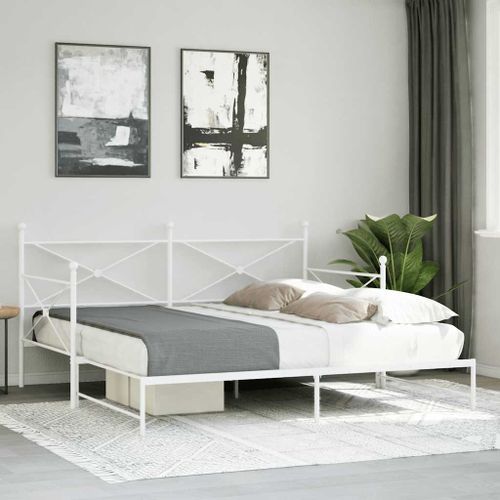 Lit de jour avec lit gigogne sans matelas blanc 100x200cm acier - Photo n°3; ?>