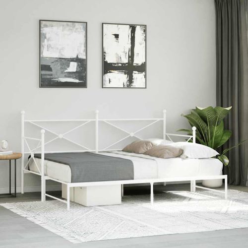 Lit de jour avec lit gigogne sans matelas blanc 80x200 cm acier - Photo n°3; ?>