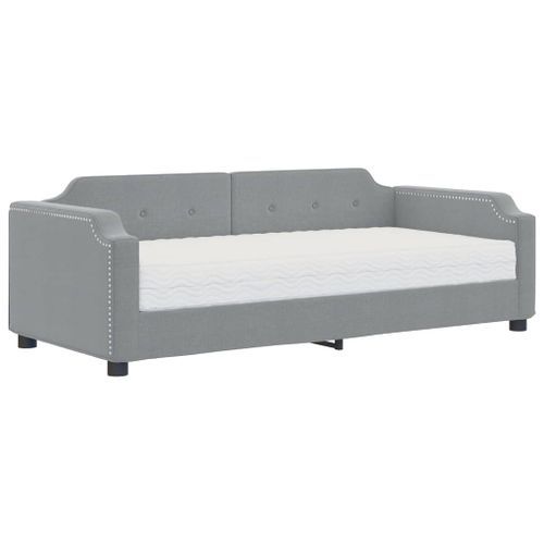 Lit de jour avec matelas gris clair 100x200 cm tissu - Photo n°2; ?>