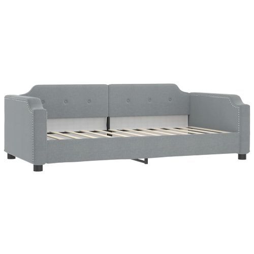 Lit de jour avec matelas gris clair 100x200 cm tissu - Photo n°3; ?>