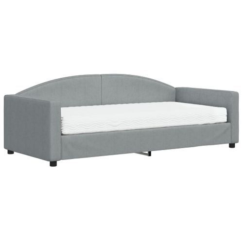 Lit de jour avec matelas gris clair 90x190 cm tissu - Photo n°2; ?>