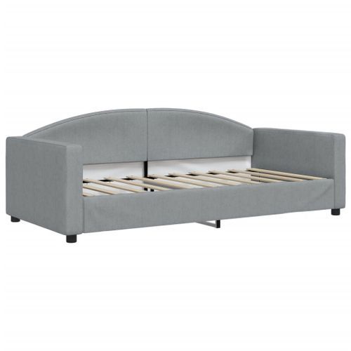 Lit de jour avec matelas gris clair 90x190 cm tissu - Photo n°3; ?>