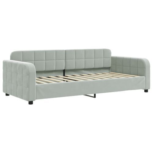 Lit de jour avec matelas gris clair 90x200 cm velours - Photo n°3; ?>