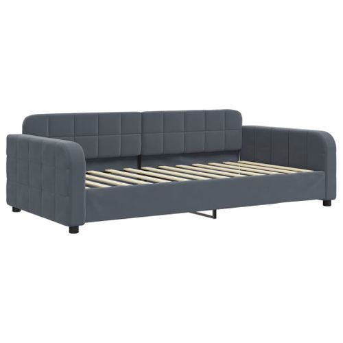 Lit de jour avec matelas gris foncé 100x200 cm velours - Photo n°3; ?>