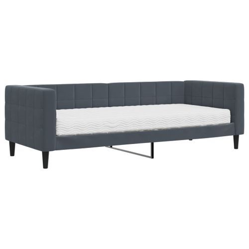 Lit de jour avec matelas gris foncé 80x200 cm velours - Photo n°2; ?>