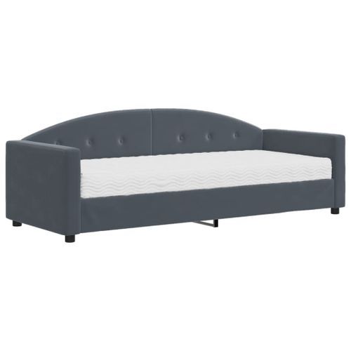 Lit de jour avec matelas gris foncé 80x200 cm velours - Photo n°2; ?>