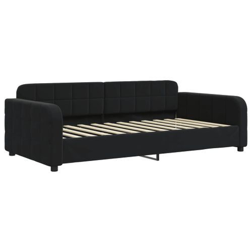 Lit de jour avec matelas noir 100x200 cm velours - Photo n°3; ?>