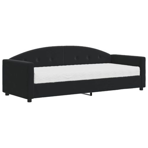 Lit de jour avec matelas noir 80x200 cm velours - Photo n°2; ?>